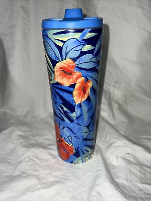 #ad Dutch Bros Tumbler Steel 24 Oz Floral Hawaiian Designer Tumbler Mug Excellent