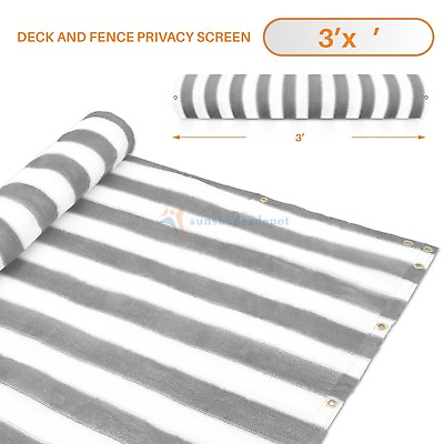 #ad 3#x27; Privacy Deck Fence Screen Shade Cover Patio Balcony Yard Beach Gray Stripe