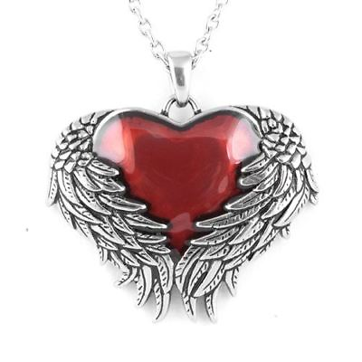 #ad Women Stainless Steel Guarded Heart Necklace Angel Wings Love Pendant