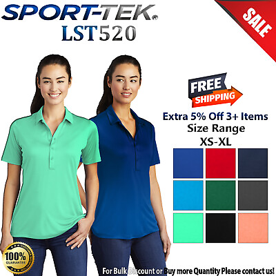 #ad Sport Tek LST520 Womens Short Sleeve Dri Fit Moisture Wicking UV Polo Shirt