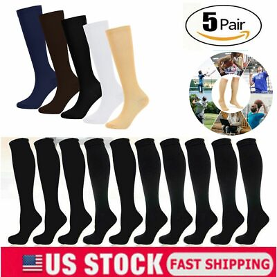 #ad 5 Pairs Copper Compression Socks 20 30mmHg Graduated Support Mens Womens S XXL
