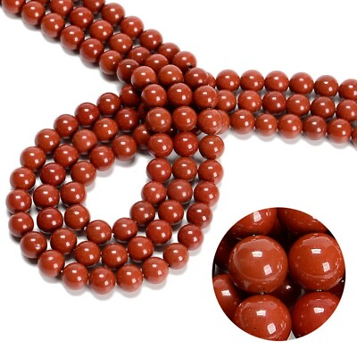 #ad 100 Strand 15quot; Wholesale Natural Red Jasper Stone Round Spacer Loose Beads 8MM