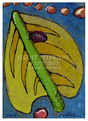 #ad Leaf Ladybug 2013 C Peterson * Abstract POP ART * Whimsical Graphic ACEO No. 3