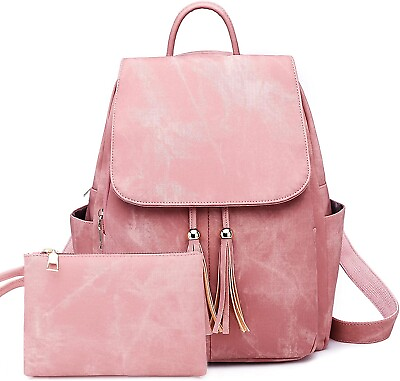 2 PCS Backpack Purse for Women Fashion PU Leather Anti theft Purse Backpack $15.98