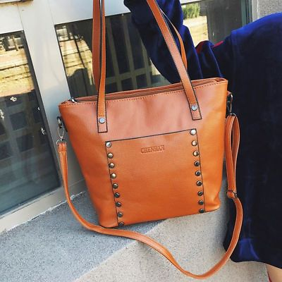 Leather Women Luxury Designer Bag Vintage Handbags Big Shoulder Bags With Wallet $49.63