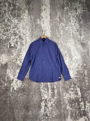 #ad John Varvatos Blue Plaid Check Print Slim Fit Button Dress Shirt Long Sleeve M L