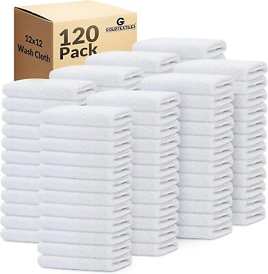 #ad White Towel Wash Cloth 12x12 Cotton Blend Bulk Pack Kitchen Garage Face Towels