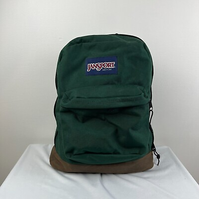 #ad Vintage Jansport Backpack Green Leather Bottom USA