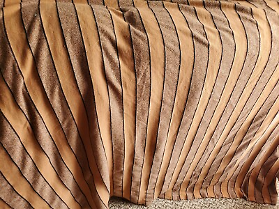 #ad Vintage Knitted Striped Cotton Fabric Brown Unmarked 106quot;x56quot;