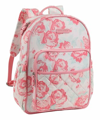 Laura Ashley Baby Backpack Diaper Bag Pink Floral amp; Sequin Keychain NEW PACKAGED $49.99