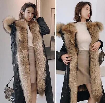 #ad Womens Fashion Winter Hood Fur Collar Long Sleeve Fur Lining Warm Parkas Coats