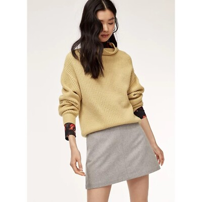 #ad Aritzia Wilfred Essonne Light Gray Wool Blend Silk Lined Mini Skirt Pocket 00