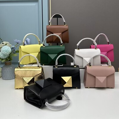 #ad Fashion Ladies Girls Genuine Real Leather Stud Shoulder Bag Purse Handbag Gift