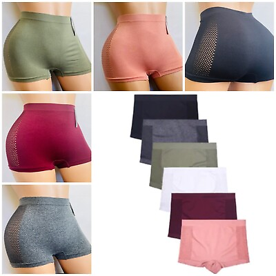 #ad 3 6 Pack Boy short Boxer Panties Side Net Women Comfy Seamless Underwear Pant 34