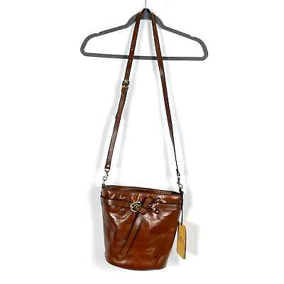 #ad New Patricia Nash Eleanor Bucket Bag Brown Distressed Vintage Leather Crossbody