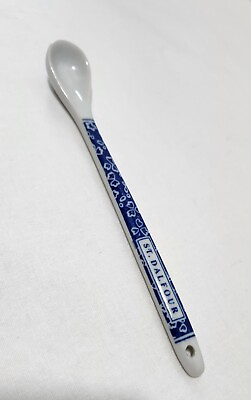 #ad Vintage St. Dalfour Parfait Spoon Porcelain Jam Condiment Scoop 7” Long Blue