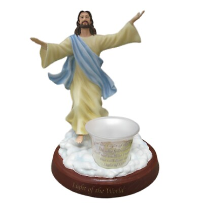 #ad Bradford Exchange Light of the World Jesus Sculpture Tealight Candle Holder 8quot;