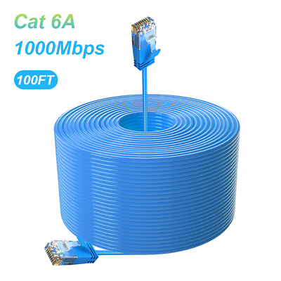 #ad Long Cat6A Ethernet Shielded STP 10GB Fastest Network Cable 25FT 50FT 100FT