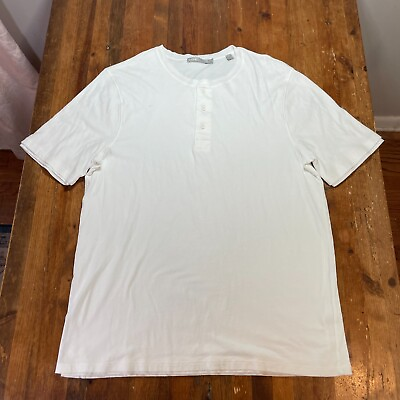 #ad Vince Shirt Mens Medium White Tee Henley Casual Preppy Lined