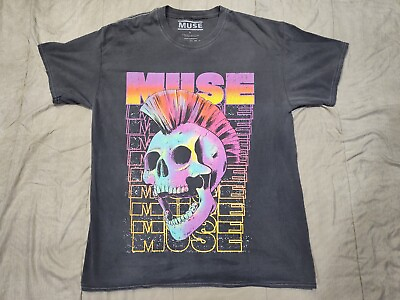 #ad Muse T Shirt Mohawk Skull Band Official Grey Oversized T Shirt Unisex Size Small