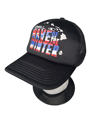 #ad O#x27;Neill Wave of the Winter Hat Cap Snapback Trucker Mesh Back Black