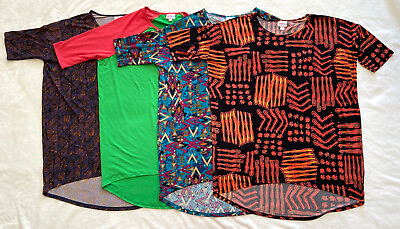#ad NWT Lot of 4 LuLaRoe IRMA Medium Knit T Shirt Print Tops Hi Low Hem Multicolor