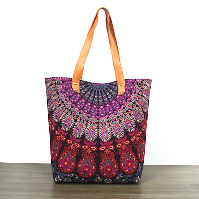 #ad Pink Floral Handbag indian cotton tote bag designer shopping bags for her
