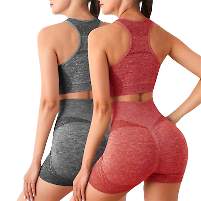 #ad Women#x27;s 2 Piece Outfits Yoga Workout Set Sport Bra High Waist Shorts