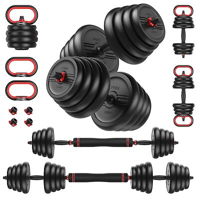 #ad Adjustable Dumbbell Set 66lbs Free Weight Set with Connector 4 in1 Weight S...