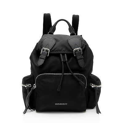 #ad Burberry Nylon Leather Medium Rucksack Backpack