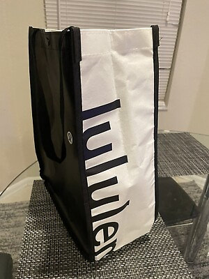 Lululemon Reusable Shopping Beach Tote Bag Black White New Large $24.99