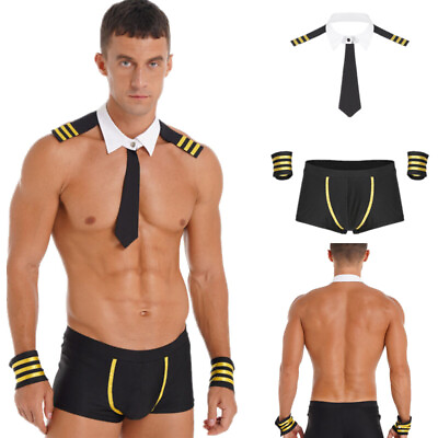 #ad US Mens Sexy Sailor Tuxedo Waiter Costumes Outfits Pouch Boxer Briefs Underwear