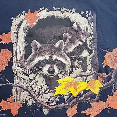 #ad XL Single Stitch Navy Raccoon Graphic Tshirt Vintage Tee shirt