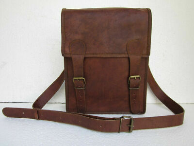 #ad Brown Messenger Bag Shoulder Laptop Bags business Goat perfect Leather Vintage