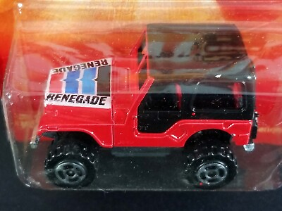 #ad Majorette 4x4 Jeep CJ5 Renegade #244 290 Red w Black Top Made in France