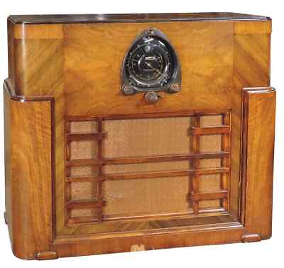 #ad Radio Zenith Deluxe Floor Wood Cabinet Console Double Wide Scarce Vintage