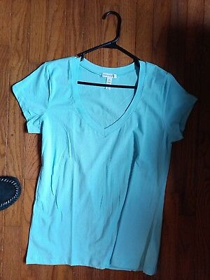 #ad Ambience Apparel Aqua Blue T shirt 1X New v neck
