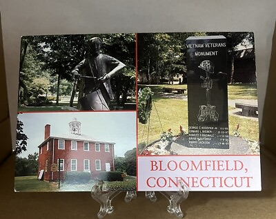 #ad Bloomfield CT Connecticut BROWN DRUM STATUE SCHOOL VIETNAM MEMORIAL 4X6 Postcard