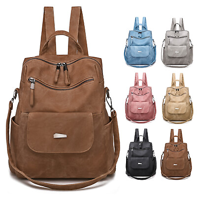 Vintage Backpck Women Retro Handbag PU Leather Shoulder School Travel Bag Purse $23.98