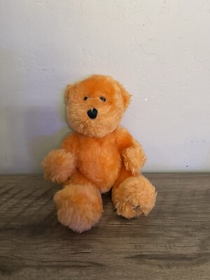 #ad Orange Bear Plush Stuffed Animal 8quot; 2002 embroidered on foot Orange Bear plush