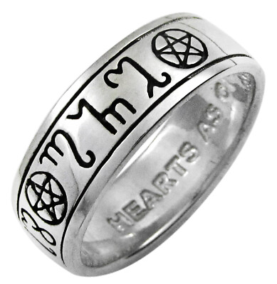 #ad Large Sterling Silver Handfasting Pentacle Wedding Ring Sz 4 15 Wicca Pagan