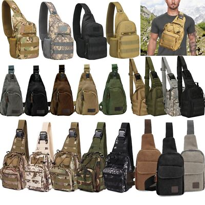 Men Tactical Sling Chest Pack Shoulder Bag Backpack for Outdoor Hiking Travel $6.64