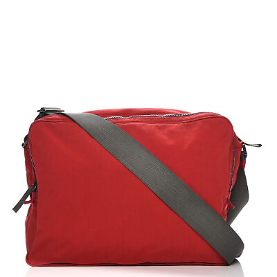 #ad Prada Tessuto Vela Nylon Crossbody Messenger Shoulder Bag Rosso Red
