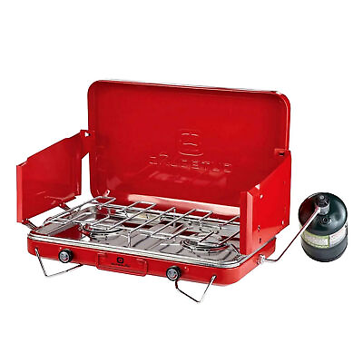 Outbound Double Burner Portable Propane Camping Stove with Storage Case Red $41.99