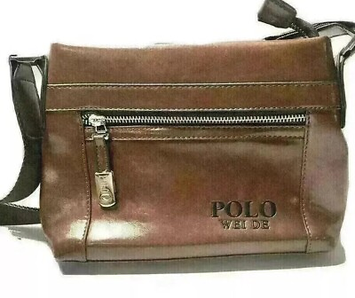 #ad Polo Wei De Messenger Bag Leather Crossbody Bag Adjustable Strap Brown