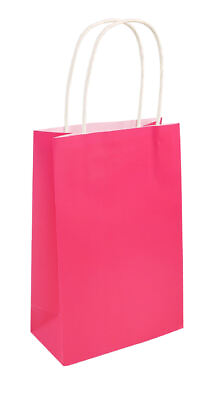 6 Hot Pink Bags With Handles Luxury Party Treat Sweet Loot Lunch Gift GBP 3.49