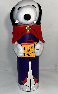 #ad Peanuts Snoopy Vampire Halloween 16quot; Gift Tube Plush Canister Trick Or Treat