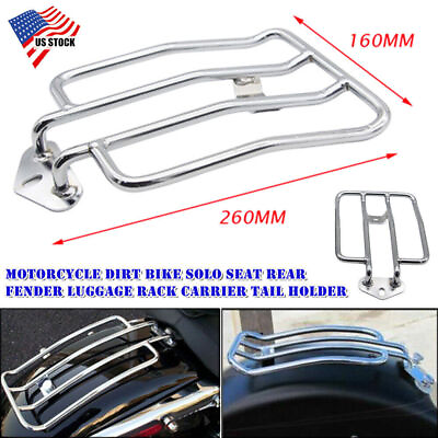 #ad Chrome Motorcycle Luggage Rear Fender Rack Support Shelf Fits Rear Solo Seat Kit