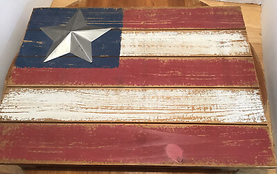 #ad Wooden Flag with Star Decor