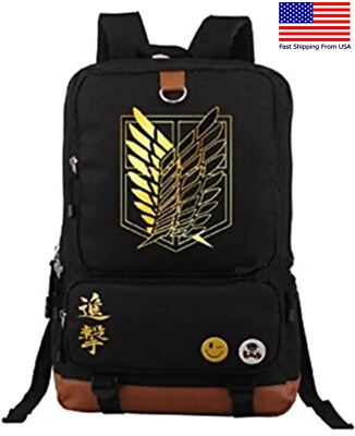 #ad Attack on Titan Scout Logo Anime Backpack School Bag BlackLarge capacity